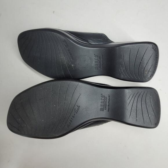 Munro‎ Aruba Black Leather Slide Sandals Comfort Footbed Casual Classic Summer - Picture 7 of 13